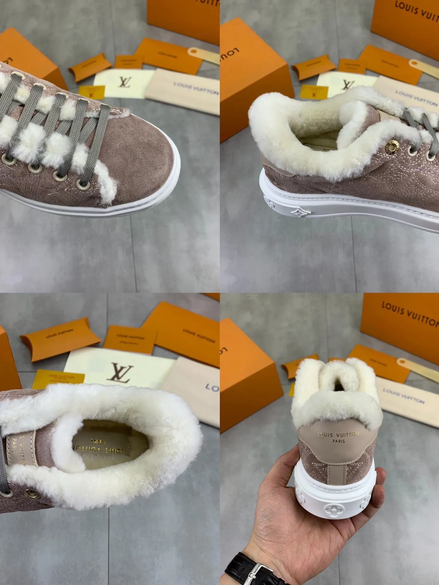 Factory price P740 Wool lining 💶 Top version [LOUIS VUITTON] Couple 🧑‍🤝‍🧑 Craftsman style Counter series (original order) New style 🍀LV Louis Vuitton - top version LV classic high-top trendy shoes! Made of imported original craft calfskin, original warm wool lining, and original wear-resistant, lightweight, high-end TPU outsole! High quality products! 3️⃣ colors available, code numbers: female 35-39, male 39-44 (female 40, male 45 46 customized)